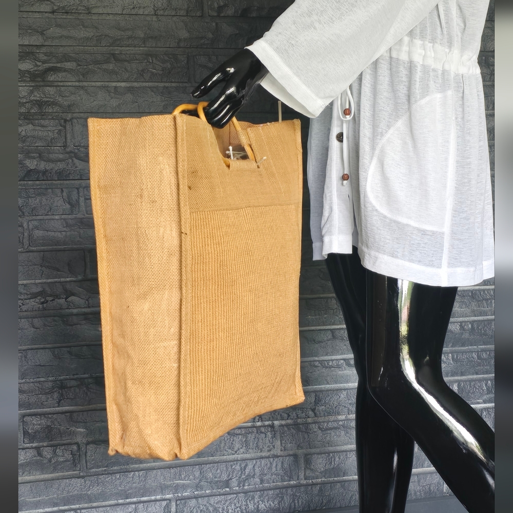 Jute Elegant Tan Tote Bag